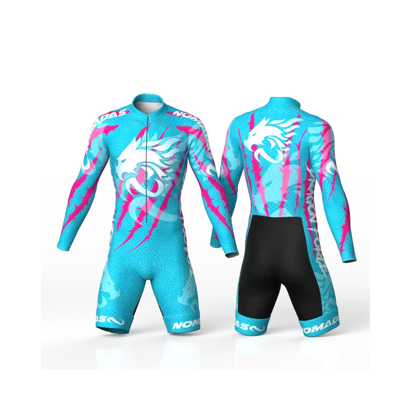 Dragon force blue fuchsia skating suit, beautiful aggressive and stylish design for boys, girls, men and women