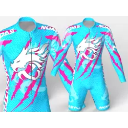 Dragon force blue fuchsia skating suit, beautiful aggressive and stylish design for boys, girls, men and women