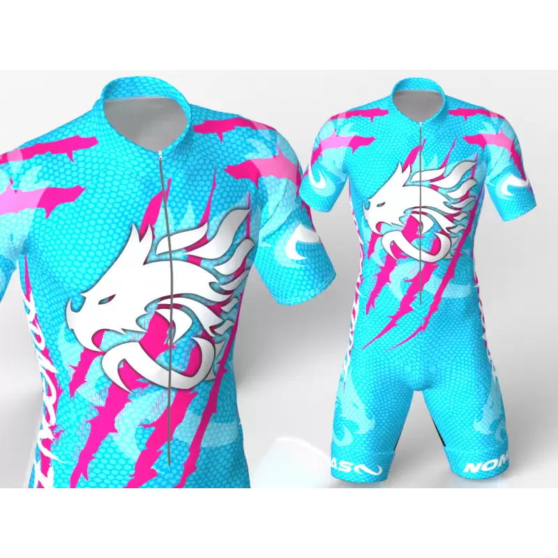 Dragon force blue fuchsia skating suit, beautiful aggressive and stylish design for boys, girls, men and women