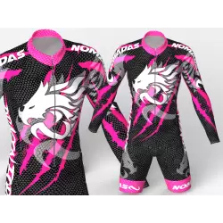 Dragon force fuchsia-black skating suit, beautiful aggressive and stylish design for boys, girls, men and women