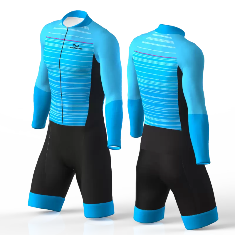 Blue Stripes Cycling Suit for women men boy girl