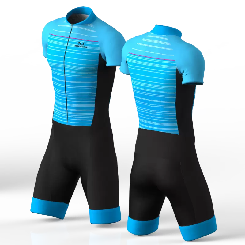 Blue Stripes Cycling Suit for women men boy girl