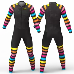 Black Rainbow Cycling Suit for women men girls boys High quality lycra Back pockets