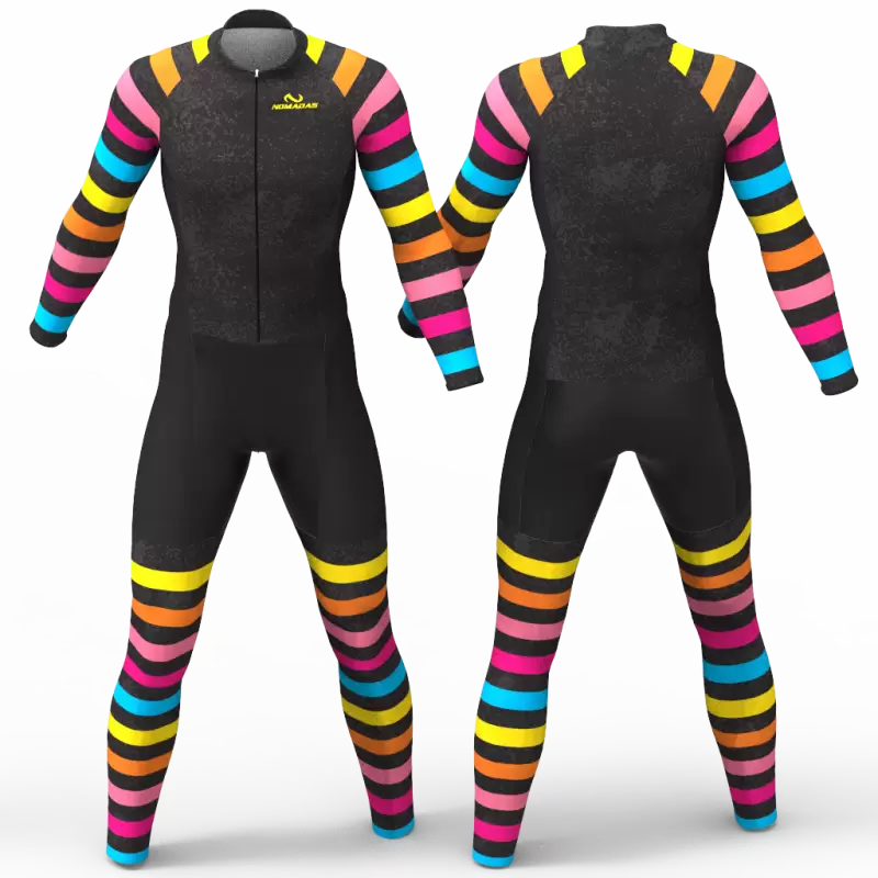 Black Rainbow negro traje Enterizo ciclismo para niñas niños hombres mujeres