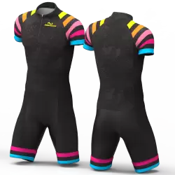 Black Rainbow Cycling Suit for women men girls boys High quality lycra Back pockets