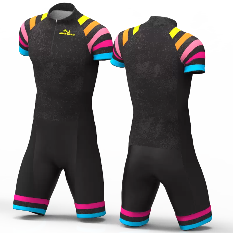 Black Rainbow negro traje Enterizo ciclismo para niñas niños hombres mujeres