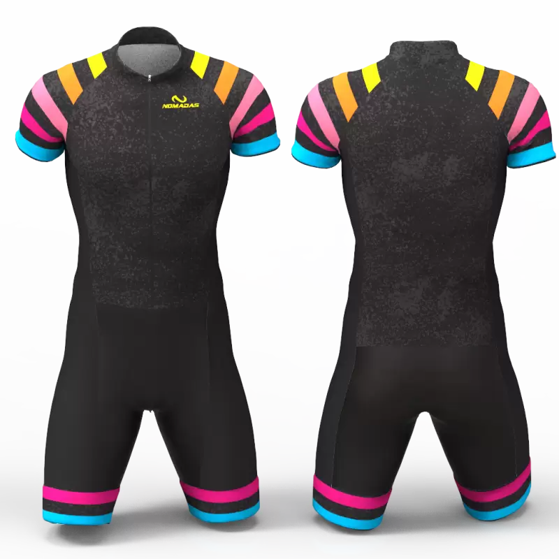 Black Rainbow negro traje Enterizo ciclismo para niñas niños hombres mujeres