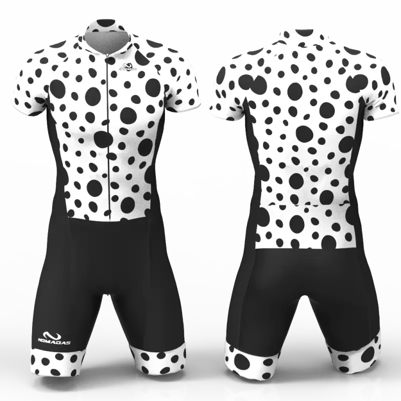 Black Dots Cycling Suit High quality lycra women men girls boys