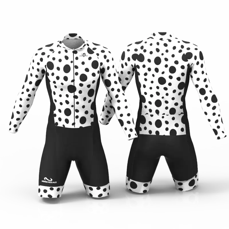 Black Dots Cycling Suit High quality lycra women men girls boys