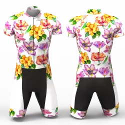 Hibiscus flower white Enterizo para ciclismo