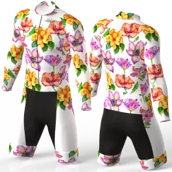 Hibiscus flower white Enterizo para ciclismo para niñas niños hombres mujeres