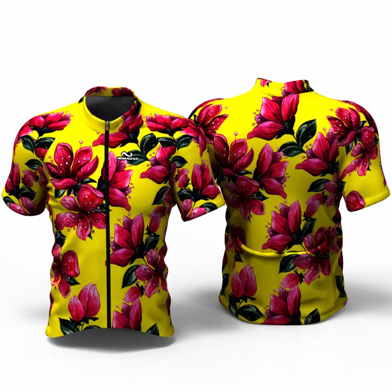 RED BLOSSOM yellow Camiseta jersey de ciclismo nomadas mujeres y hombres