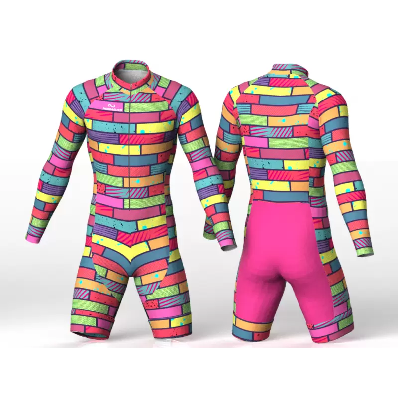 Colorful bricks green skating suit for boys, girls, men, women