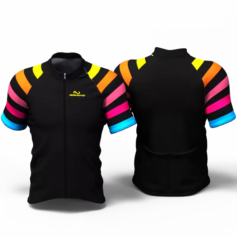 BLACK RAINBOW Camiseta jersey de ciclismo para mujer y hombre nomadas