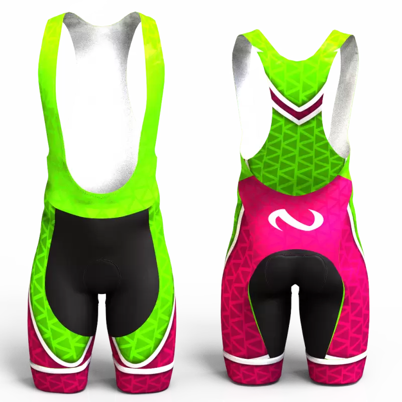 ABSTRACT TRIANGLES NEON GREEN-FUCHSIA Cycling Shorts FOR MEN AND WOMEN