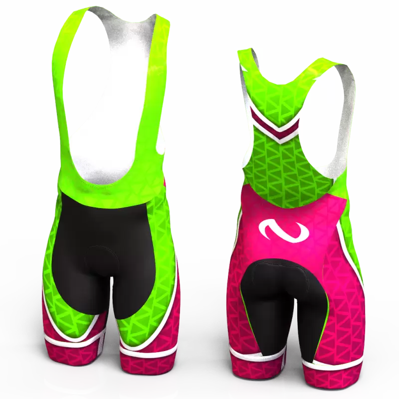 ABSTRACT TRIANGLES NEON GREEN-FUCHSIA Cycling Shorts FOR MEN AND WOMEN