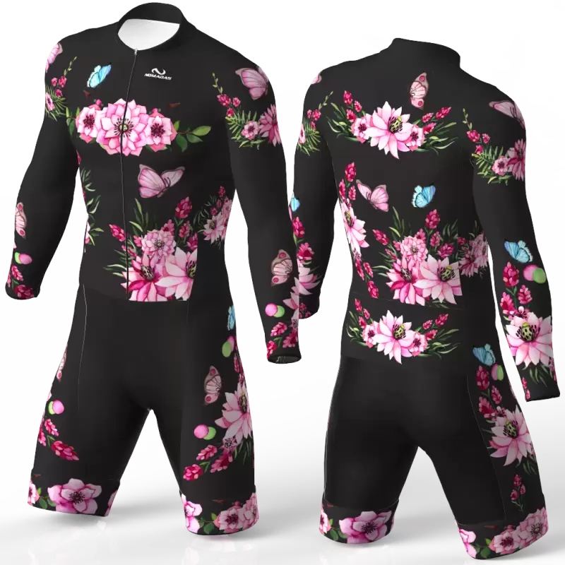 pink peonies skating suit for men and women