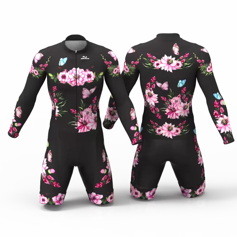 pink peonies skating suit for men and women