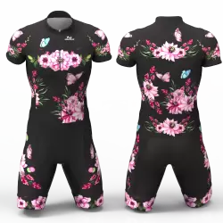 Pink peonies skating suit