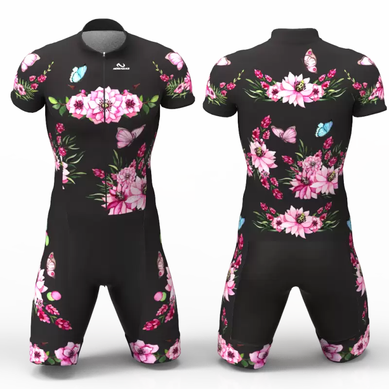 pink peonies skating suit for men and women