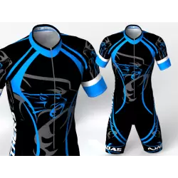 Blue panther skating suit, highlights the beauty and ferocity of these cats