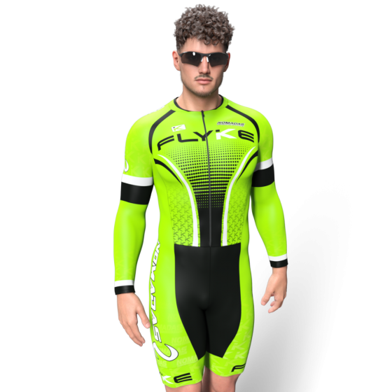 Flyke verde neon Licra para patinaje natacion gimnasio pesas running nomadas