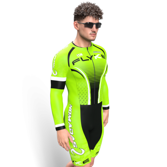 Flyke verde neon Licra para patinaje natacion gimnasio pesas running nomadas