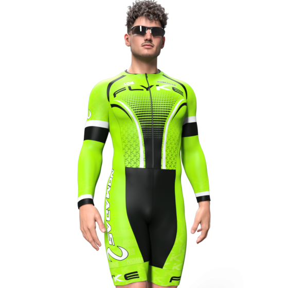 Flyke verde neon Licra para patinaje natacion gimnasio pesas running nomadas