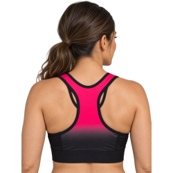 Top deportivo Degradado Fucsia y Negro NÓMADAS para mujer - vista posterior